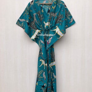Tiger Print Caftan/Cotton Kaftan/Party Wear/Beach Maxi Poncho Dress/Indian Kaftan/Bridesmaid Gown/Birthday/Christmas/Gifts For Her