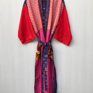 Vintage Silk Sari Kimono Robe: Indian Beach Cover Up