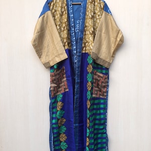 Vintage Silk Sari Kimono Robe: Indian Beach Cover Up