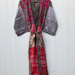 Vintage Silk Sari Kimono Robe: Indian Beach Cover Up