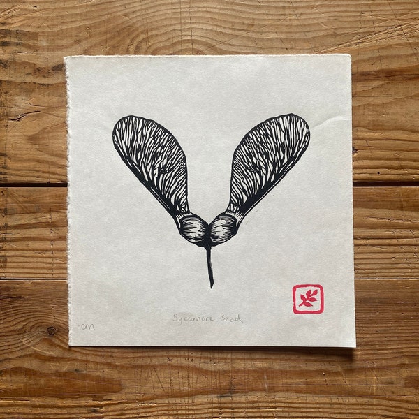 Sycamore Seed | Handmade Linocut Print | prints | Home & Living | Home Decor | Wall Art | Housewarming Gift | Nature Themed | Botanical
