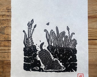 Mole | Handmade Linocut Print | prints | Home & Living | Home Decor | Wall Art | Animal | Woodland | Housewarming Gift | Nature Themed