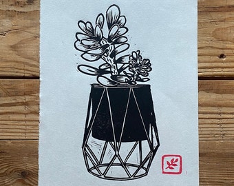 Money plant | Handmade Linocut Print | prints | Home & Living | Home Decor | Wall Art | Housewarming Gift | Nature Themed | Botanical