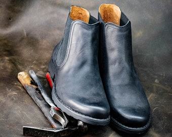 Bottes en cuir Chelsea, chaussures en cuir faites à la main, bottes pour hommes, bottes hautes pour hommes, bottes en cuir pour hommes, bottes Chukka, bottes noires, York