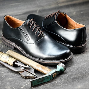 Premium Italian Leather Men's Derby Shoes, Handcrafted, Classic Style, Men's Shoes, Handmade Leather Shoes, Black Shoes, Timeless Elegance