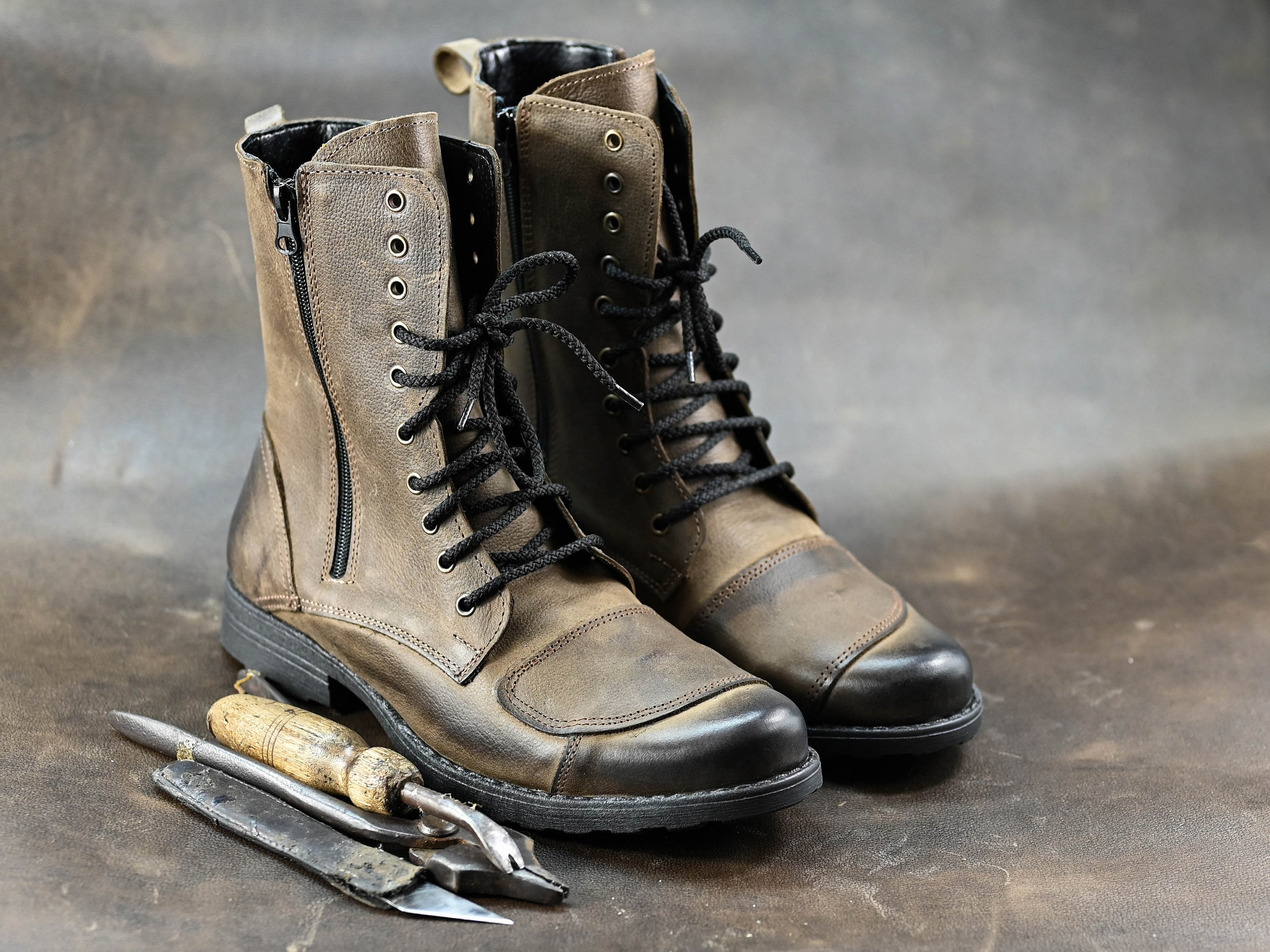 Handmade Italian Leather Motorcycle Boots Men s High Boots Leather Boots Men Handmade Leather Boots Combat Boots Brown Boots No.hunter Etsy