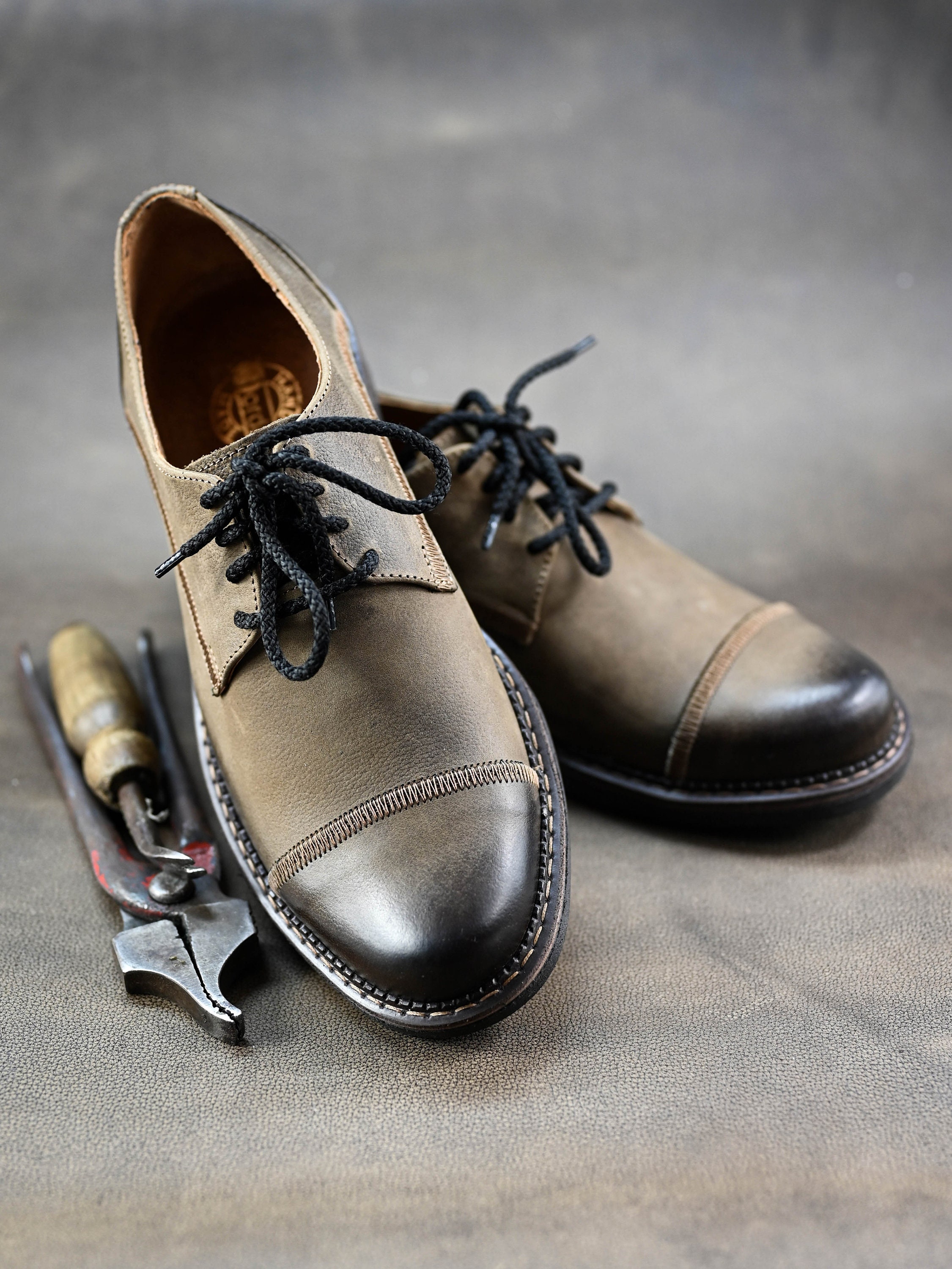 靴 vintage made in italy Derby shoes Vintage “Marelli” Genuine Leather Derby Shoes Made in Italy