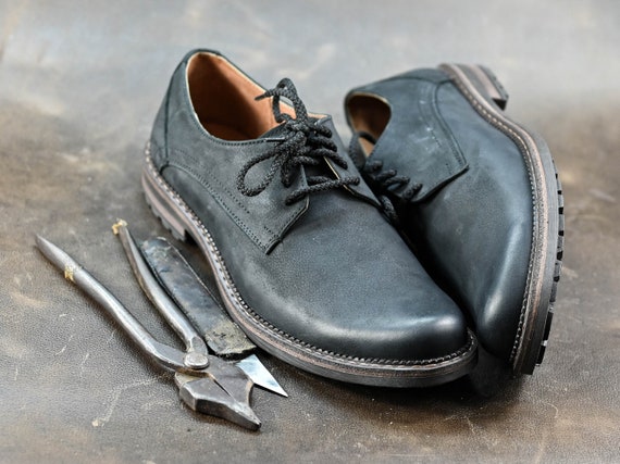 Premium Italian Leather Men's Derby Shoes, Handcrafted, Classic Style, Men's Shoes, Handmade Leather Shoes, Black Shoes, Timeless Elegance