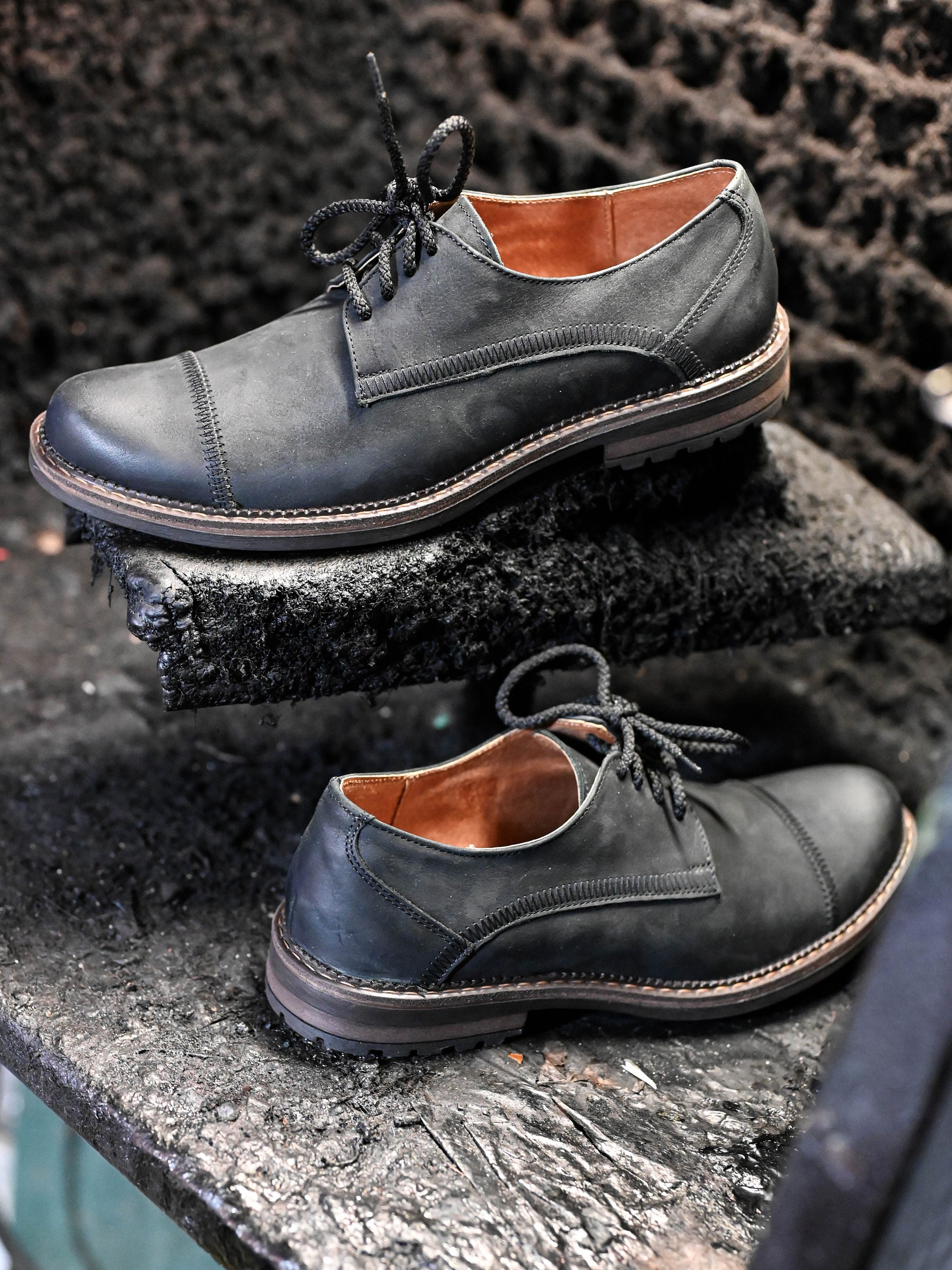 Nico Men’s Black Pattern Derby – Italian Leather Dress Shoes il_fullxfull.5770416110_4s64.jpg main image 3