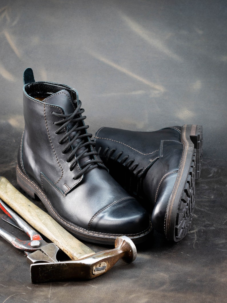 mens high lace up leather boots