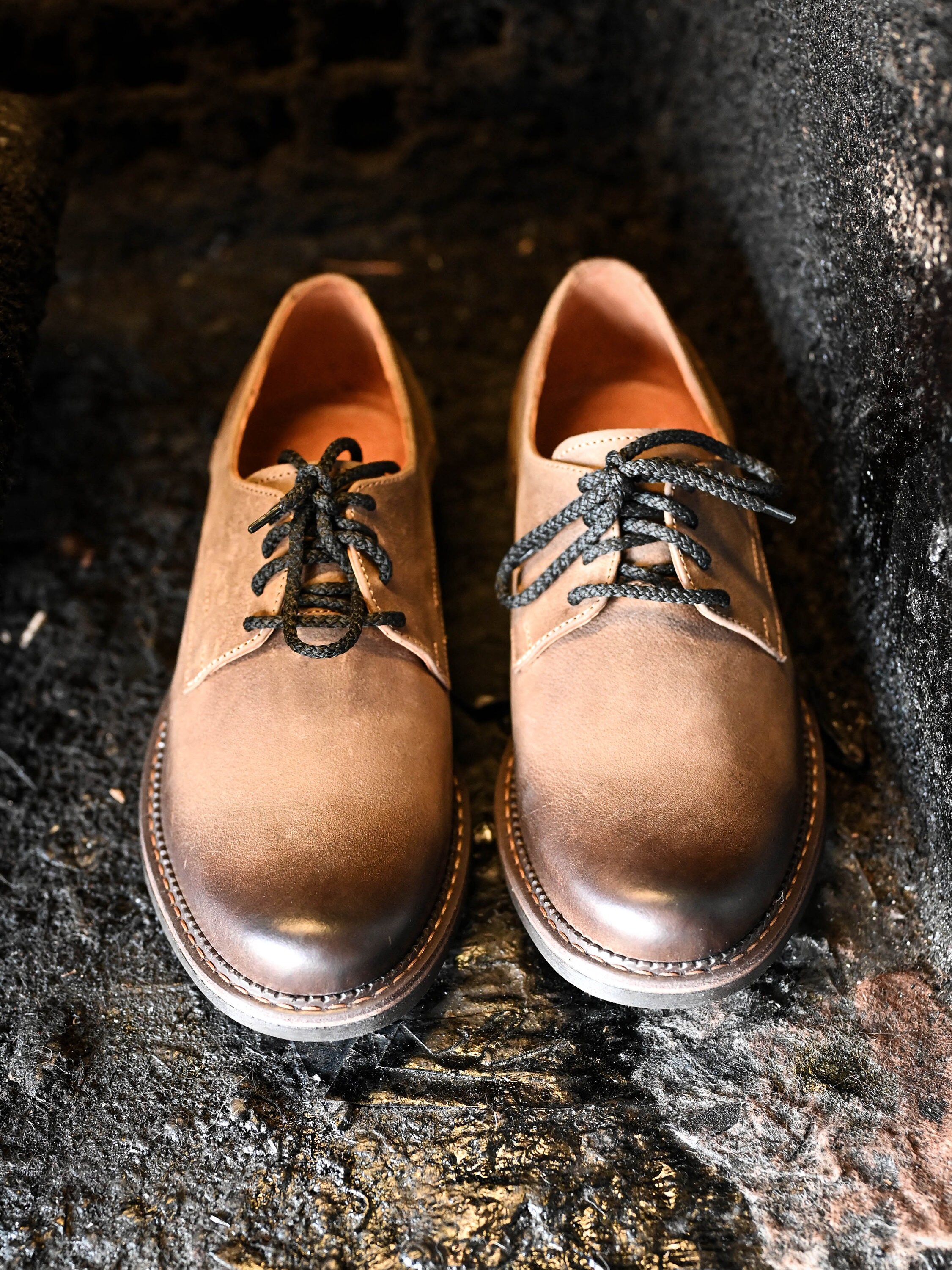Classic Brown Italian Leather Men Derby  Dress Shoes Size 41 US size 8 Cognac Brown  main image 2