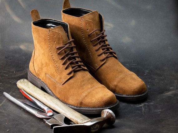 Camel leather shop boots mens