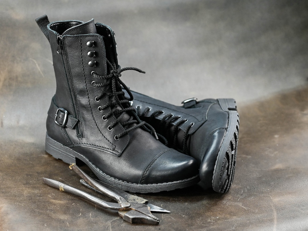 V Italia Men’s Black Leather Lace Up Moto Boots style 205 Amazon.com: Vostey Mens Boots Casual Chukka Boots for Men  main image 2