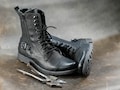 Men’s Black High Boots – Italian Leather Motorcycle Boots, Combat Style Handmade Footwear