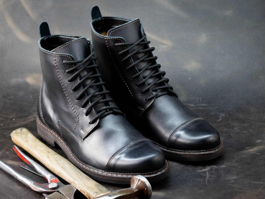 mens tall leather lace up boots