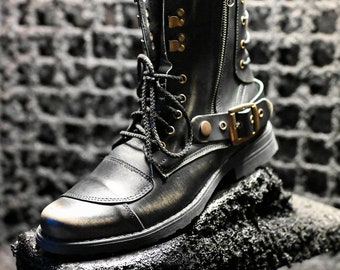 Handmade Italian Leather Motorcycle Boots Men s High Boots Leather Boots Men Handmade Leather Boots Combat Boots Black Boots No. Sonny Etsy