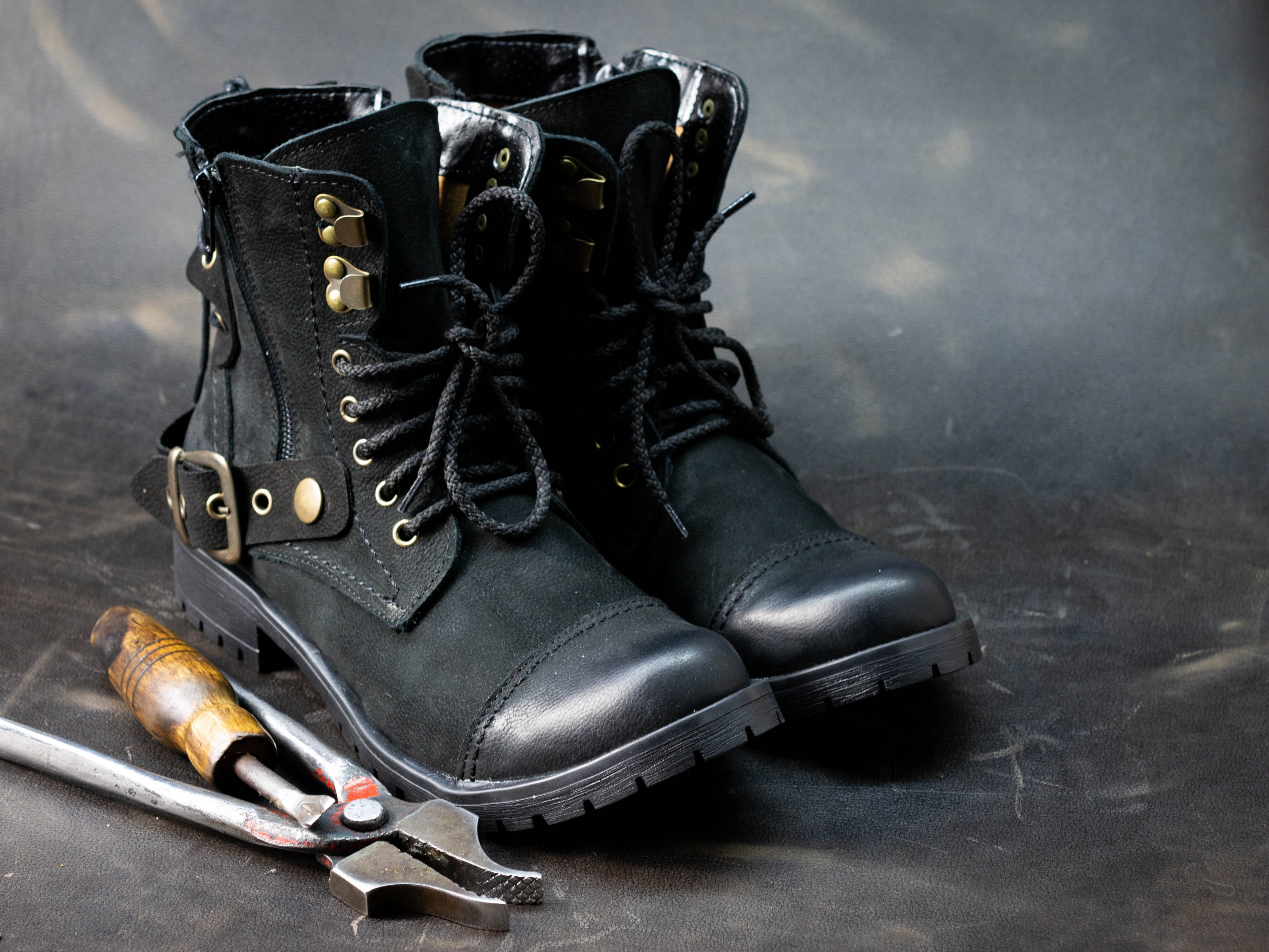 Men's fold over combat boots clearance