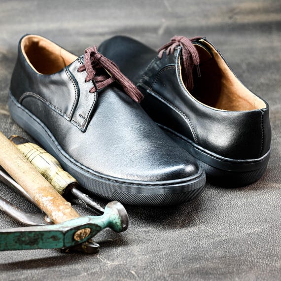 Luca Black Leather Casual Shoes for Men | Handmade Smart Casual Shoes | Comfortable Everyday Leather Sneakers | Premium Italian Leather