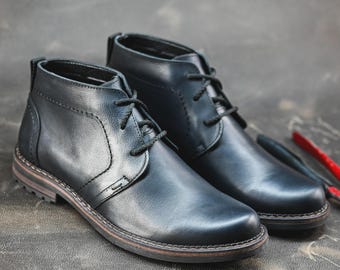 Botas Chukka Negras para Hombre – Botines Hechos a Mano, Estilo Casual