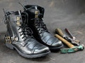 Men’s Black Italian Leather Boots – Motorcycle High Boots, Combat Style Handmade Footwear