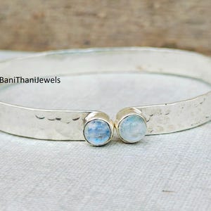 Mondstein Armreif, 925 Sterling Silber Armreif, Silber Schmuck, handgemachter Armreif, Manschette Armreif, Mondstein Armband, Edelstein Armreif, Geschenk Armreif