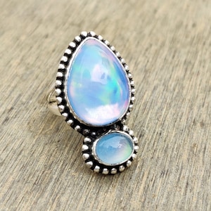 Aurora Opal Ring, Aurora Opal Jewelry, Women Ring, Opal Ring, Gifts, Gift For Her, Birthday Gifts, Promise Rings, Gift For Wife, Silver Ring