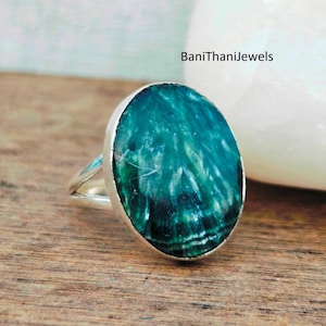 Seraphinite Ring, Gemstone Ring, Statement Ring, Women Ring, Silver Jewelry, Seraphinite Jewelry, Promise Ring, Wedding Jewelry, Gift Ring.