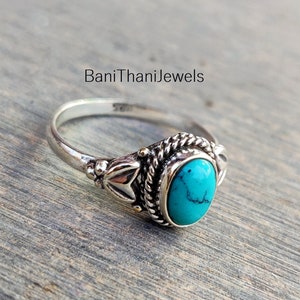 Blue Turquoise Ring, Gemstone Ring, Turquoise Ring, 925 Silver Sterling Ring, Turquoise Jewelry, Silver Ring, Handmade Ring, Statement Ring
