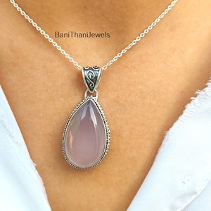 Rose Quartz Pendant, Handmade Pendant, 925 Silver Sterling Pendant, Gemstone Pendant, Rose Quartz Jewelry, Gift Pendant, Statement Jewelry