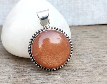 Handmade Sunstone Pendant: 925 Sterling Silver Gemstone Jewelry