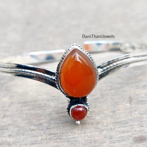 Carnelian Bangle, Carnelian Jewelry, Gemstone Bangle, Cuff Bangle, Silver Bangle, Gift Bangle, Women Bangle, Gift For Her, Gift of Jewelry