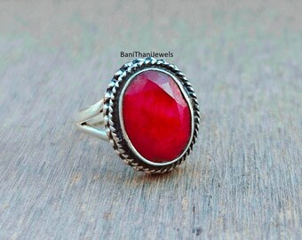Ruby Ring, Gemstone Ring, 925 Sterling Silver Ring