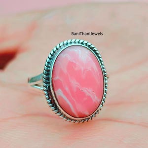 Pink Opal Ring, Oval Shape Ring, Gemstone Ring, Pink Opal Jewelry, Silver Jewelry, Promise Ring, Handmade Jewelry, Women Ring, Birthday Gift