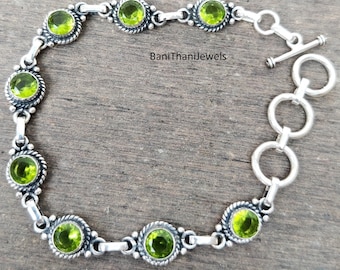 Bracelet De Perles Sur Mesure En Jade Et Péridot - Fait Main En France - Sans Fermoir - Neuf Sans Emballage