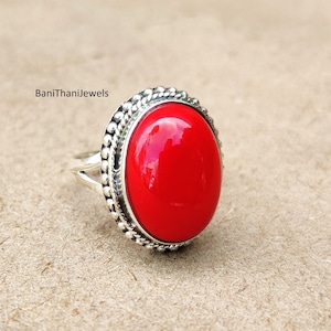 Coral Ring, 925 Silver Sterling Ring, Gemstone Ring, Handmade Ring, Coral Jewelry, Women Ring, Silver Jewelry, Statement Ring, Promise Ring