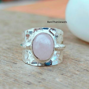 Rose Quartz Ring, Mother&#39;s Day Gift, Handmade Ring, Rose Quartz Jewelry, Dainty Rose Quart Ring, Wedding Jewelry, Promise Ring, Gift For Her