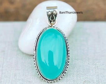 Chalcedony 925 Sterling Silver Pendant Necklace