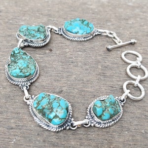 Tibetan Turquoise Bracelet, 925 Sterling Bracelet, Handmade Bracelet, Turquoise Bracelet, Tibetan Turquoise Jewelry, Gemstone Bracelet