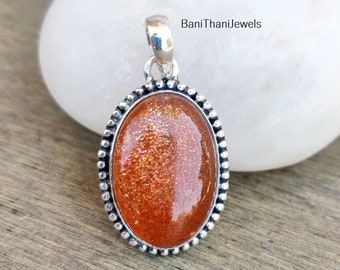 Handmade Sunstone Pendant: 925 Sterling Silver Gemstone Jewelry