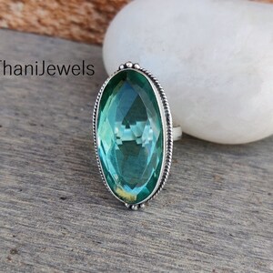 Anillo de aguamarina hecho a mano en plata de ley 925