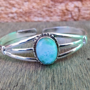 Larimar Bangle, 925 Sterling Silver Bangle, Larimar Jewelry, Handmade Bangle, Silver Bangle, Larimar Bracelet, Gemstone Bangle, Gift Bangle