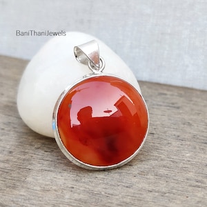 Carnelian Pendant, Carnelian Jewelry, Gemstone Pendant, 925 Silver Sterling Pendant, Handmade Pendant, Pretty Pendant, Women Necklace