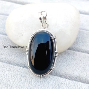 Black Onyx Pendant, 925 Silver Sterling Pendant, Handmade Pendant, Gemstone Pendant, Onyx Pendant, Silver Pendant, Black Onyx Jewelry