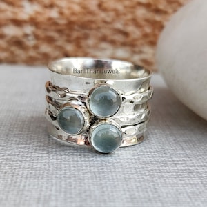 Aquamarine Ring, Handmade Ring, 925 Sterling Silver Ring, Silver Ring, Gemstone Ring, Spinner Ring, Pretty Ring, Aquamarine Jewelry