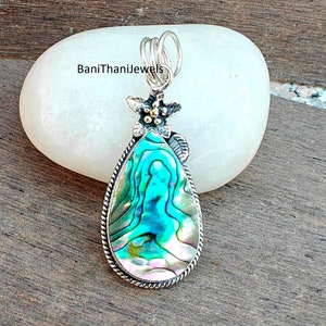 Abalone Shell Pendant, 925 Sterling Silver Pendant, Abalone Pendant, Handmade Pendant, Beautiful Pendant, Abalone Jewelry, Gemstone Pendant