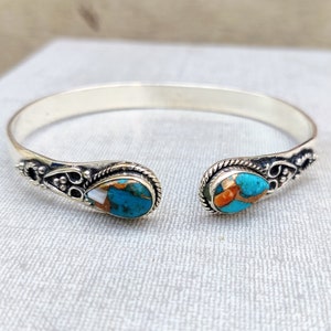 Oyster Turquoise Bangle, 925 Sterling Bangle, Oyster Turquoise Bracelet, Handmade Bangle, Oyster Bangle, Turquoise Bracelet, Gemstone Bangle