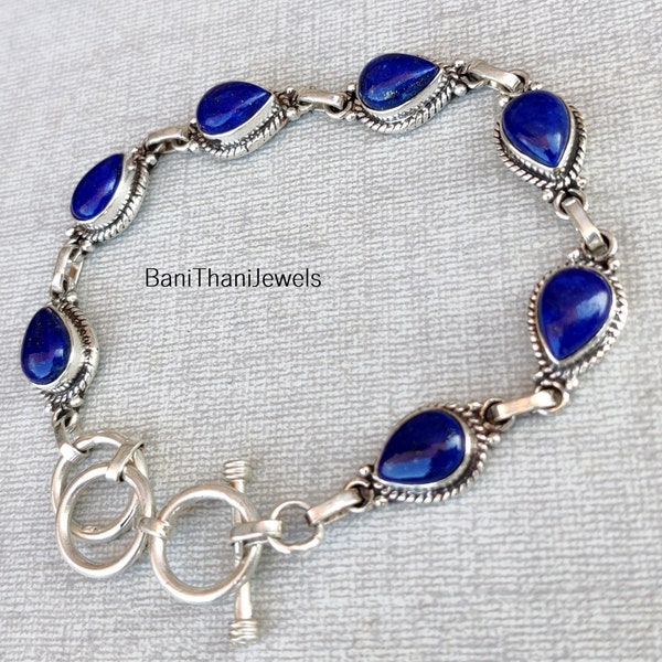 Lapis Lazuli Bracelet, Lapis Lazuli Jewelry, Handmade Bracelet, 925 Sterling Bracelet, Adjustable Bracelet, Silver Bracelet, Silver Jewelry