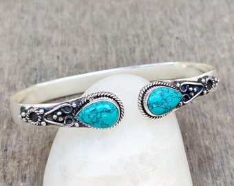 Turquoise Bangle, 925 Sterling Silver Bangle, Handmade Cuff Bangle, Gemstone Bangle, Turquoise & Opal Adjustable Silver Bangle, Gift for Her - Etsy Turquoise Bangle, 925 Sterling Silver Bangle, Handmade Cuff Bangle, Gemstone Bangle, Turquoise & Opal Adjustable Silver Bangle, Gift for Her - Etsy