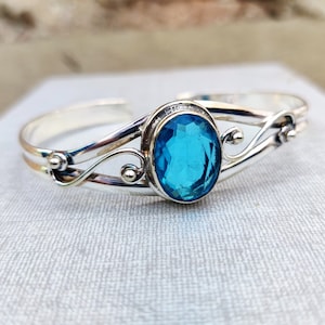 Blue Topaz Sterling Silver Bangle Bracelet