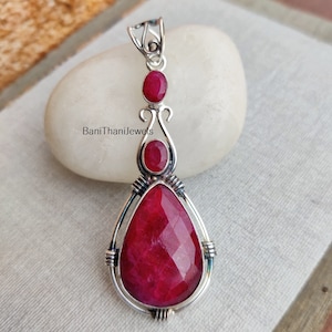 Ruby Pendant, Handmade Pendant, 925 Silver Sterling Pendant, Beautiful Pendant, Pretty Pendant, Ruby Jewelry, Gemstone Pendant, Gift Pendant